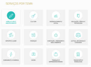 Menu de opcoes das cartas digitais, no portal do governo
